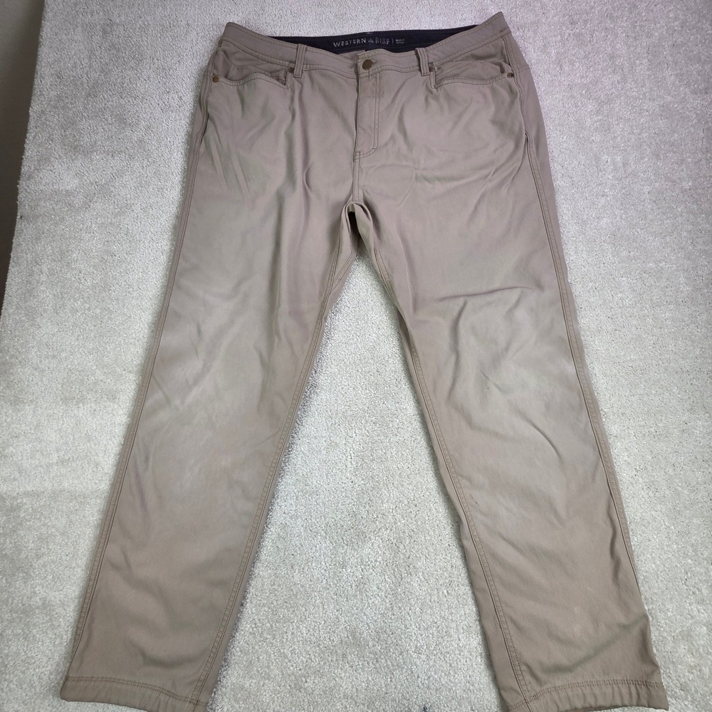 Western Rise Men's Khaki Chinos Pants Size 40x30 Straight Let‎  Flaws
